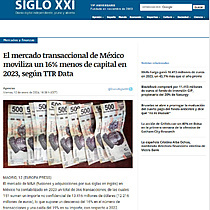 El mercado transaccional de Mxico moviliza un 16% menos de capital en 2023, segn TTR Data